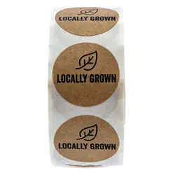 1 дюймов круглый натуральный крафтовый локально Grown наклейки/Grown местные этикетки 500 Этикетки в рулоне