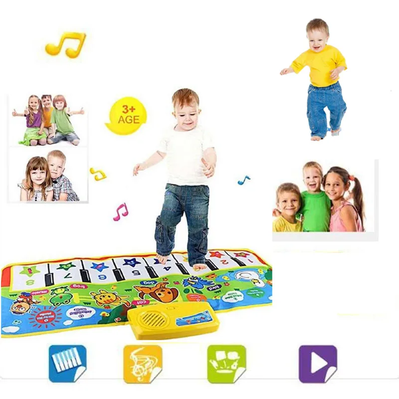 Детский музыкальный коврик для Пианино музыкальный ковер Ползунки для новорожденных одеяло Touch Play игрушка животное Пение Тренажерный зал покрывало, плед подарок