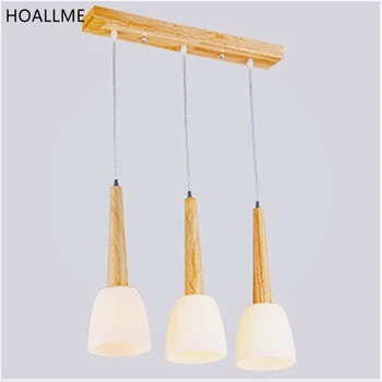 

Led Droplight Nordic Glass Lamp Shade Wooden Pendant Light Hanging Lamp for Restaurant Bar Coffee Dining Living Room Decoration