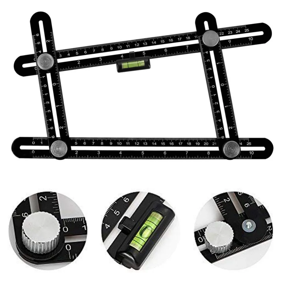 

Universal Angularizer Ruler Multi Angle Measuring Tool Ultimate Black Aluminum Alloy Template High Quality Ruler