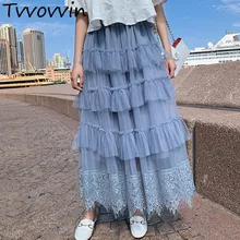 Весна лето Лоскутная многослойная сетчатая юбка для женщин новая модная универсальная Повседневная Дамская Милая нижняя часть E852