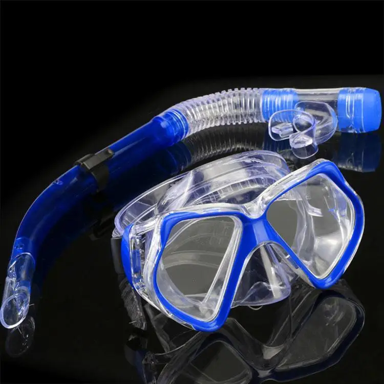 Новый Темно-Синий оборудование для подводного плавания Подводная маска + сухой набор для подводного плавания