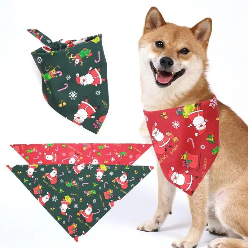 Christmas Dog Cat Bandanas Adjustable Small and Medium Dog Cat Triangular Scarf Bib Collars