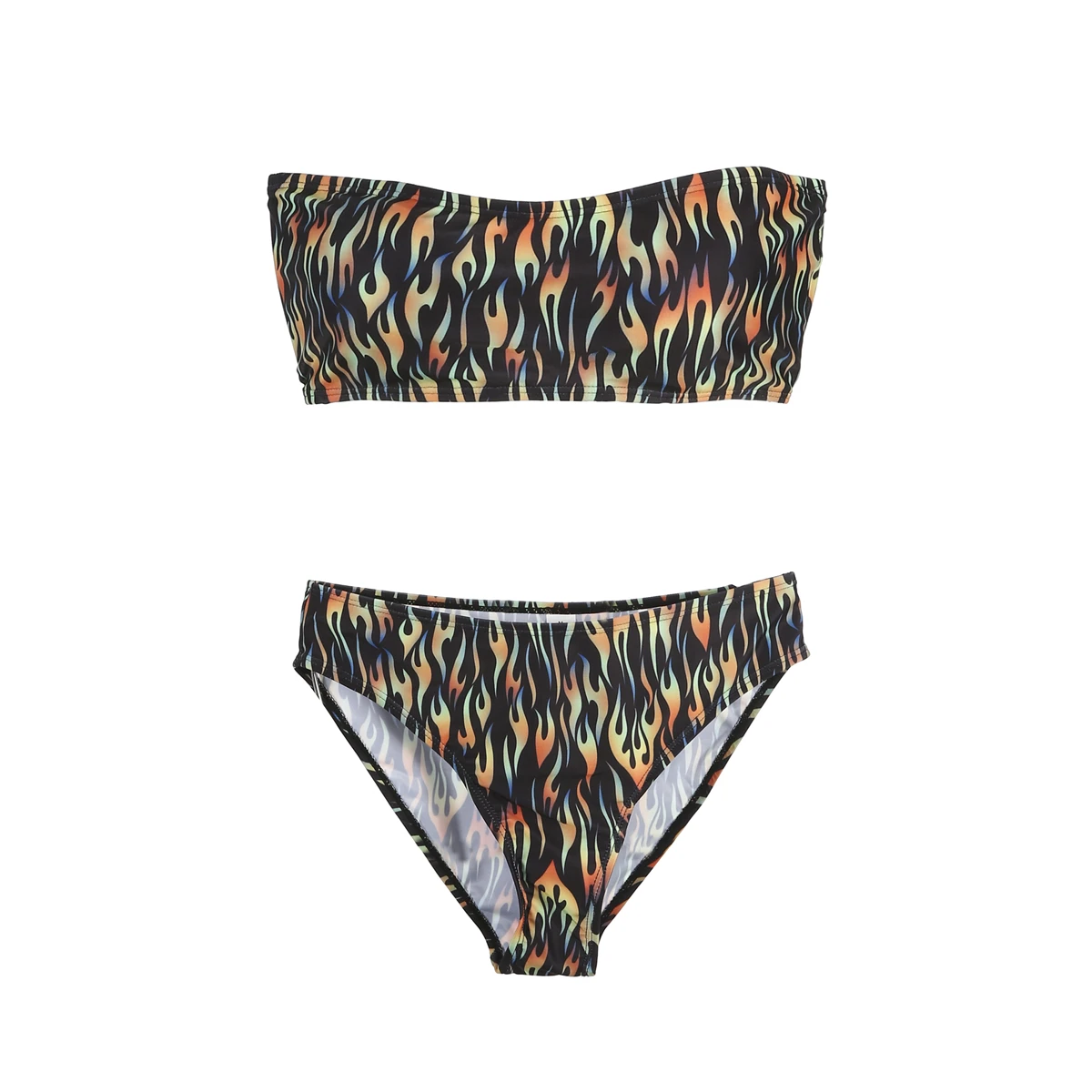 

2018 Sexy Women Bikinis Set Fire Printed Women Swimwear Push-up Padded Bra Swimsuit Triangle Swimwear Bathing Suits