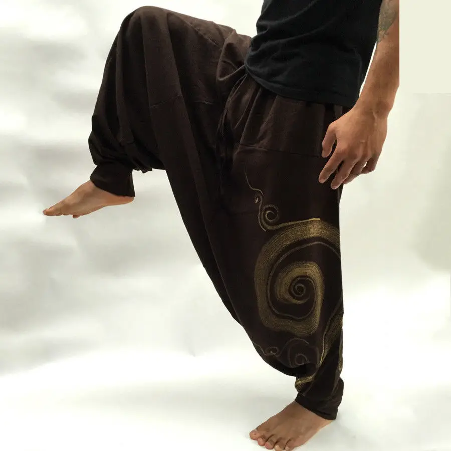 Мужские повседневные ретро брюки шаровары Hakama Hippie Свободные мешковатые