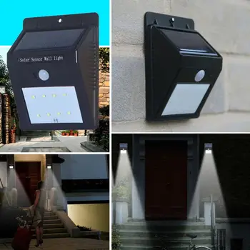 

LED Solar Power PIR Motion Sensor Wall Light 4/6/10 Outdoor Waterproof Energy Saving Street Yard Path Home Garden Wall Light
