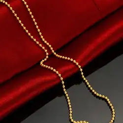 Новый Чистый 24 к желтое золото ожерелье классический шарик звено цепи ожерелье 17 "L