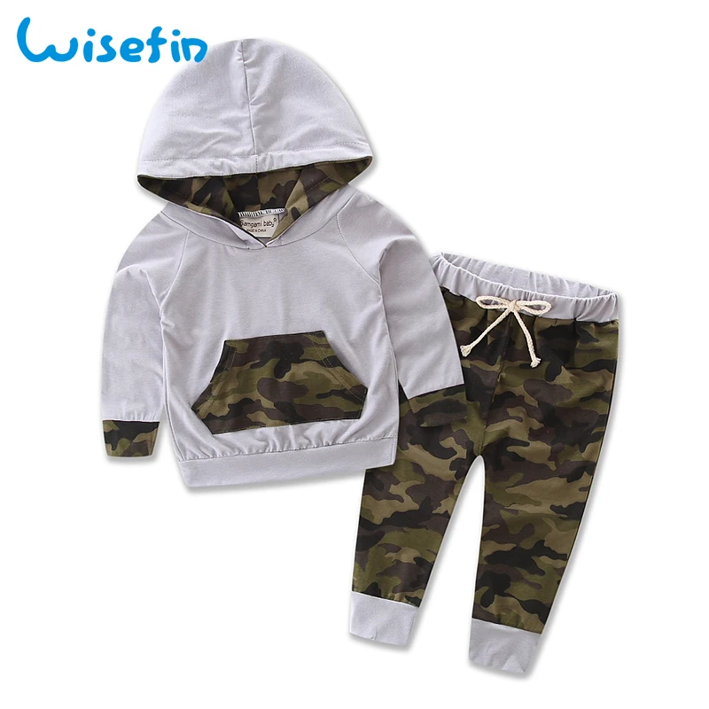 

Camouflage Baby Boy Set 2Pcs Newborn Hooded Sweater Baby Boy Clothes Outfits Set Long Sleeve Toddler Boy Set Summer 2019 D20