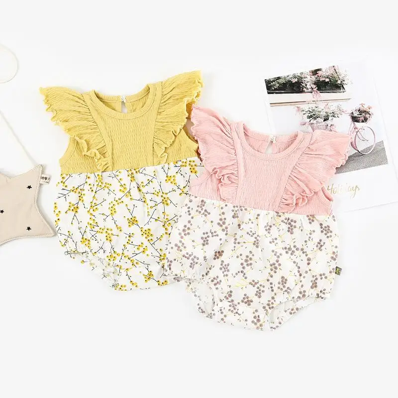 

2019 Fashion Baby Girl Bodysuits Baby Summer Clothing Infant Toddlers Kids Cotton Jumpsuit Princess Tops For Girls barboteuse