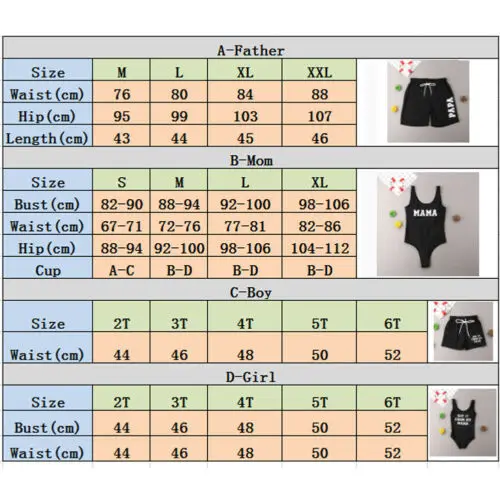 Летний семейный купальный костюм, одежда для купания для мамы, папы, девочек и мальчиков, цельный комплект бикини с надписью