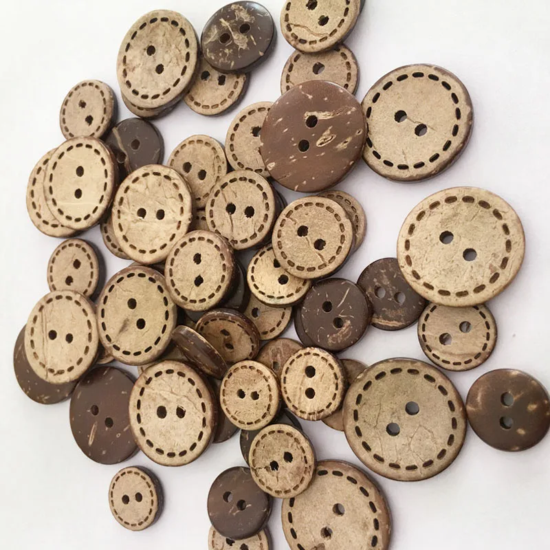 50 шт. деревянная кнопка Кокосовая Кнопка милый 2 отверстия на одежде кнопка аксессуары Ручное шитье