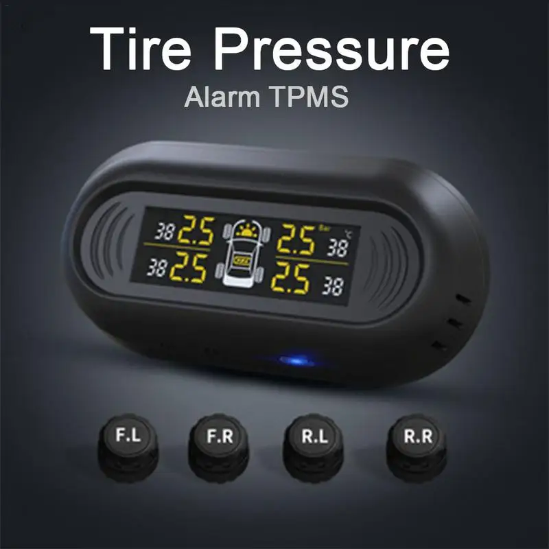 

Universal Real Time Tire Pressure Monitoring System Mini Digital Gauge Car TPMS Solar Power Tire Pressure Monitoring System