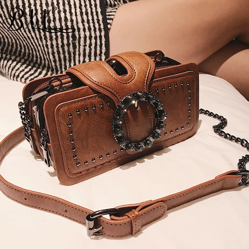 

BXX Bag / 2019 New Fashion Vintage Shoulder Bags Chains Hasp Cell Phone Pocket Silt Pocket Single Shoulder Oblique Bag ZA61301