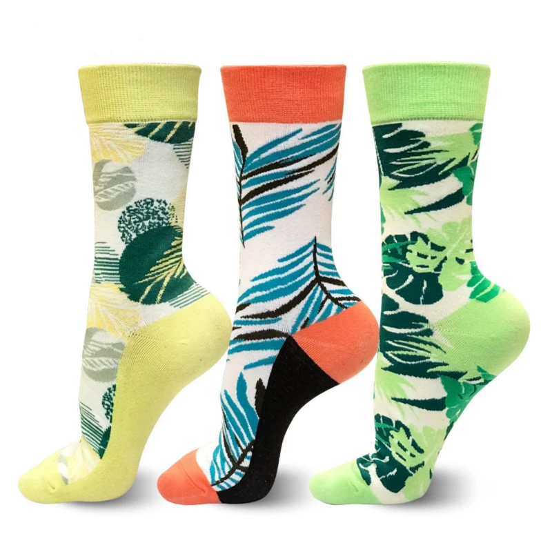 Женские короткие носки, модные, Харадзюку, новинка, перо, листья, узор, личность, забавный, хип-хоп стиль, уличная одежда, повседневные хлопковые носки для женщин