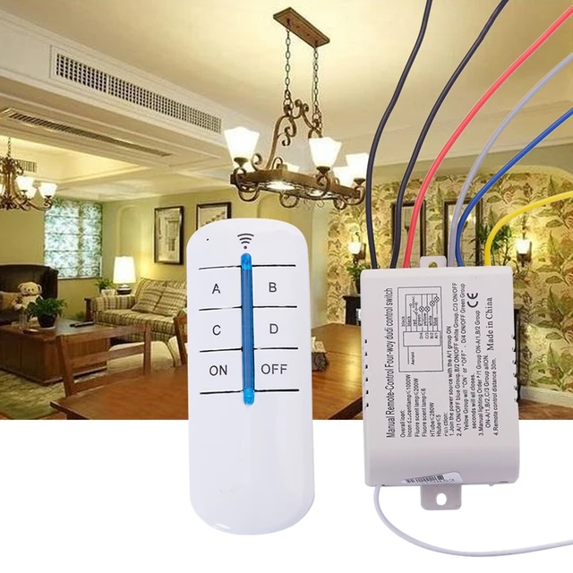 Manual Wireless Intelligent Remote Control Four-Way Led Lamp Switch,  220V,30m Remote Control Distance