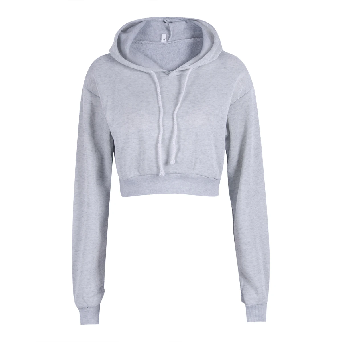

New Women Simple No Pattern Short Sweatshirt Hooded Full Length Sleeves Hoodie Sweatshirt