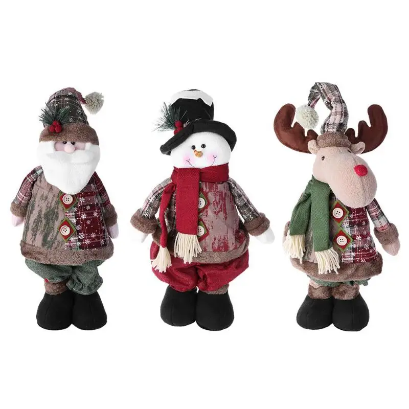 

Christmas Flannelette Santa Claus Plush Toys Snowman Elk Showcase Windows Stuffed Cloth Dolls for Children Kids Birthday Gifts