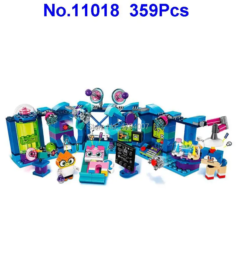 

11018 359pcs Cartoon Colorful TV Unikitty Cat Dr. Fox Laboratory Bela Compatible 41454 Building Block Toy