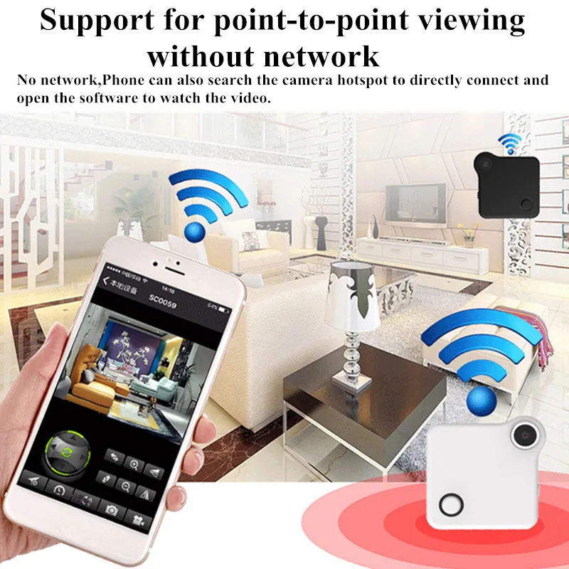 

Mini Camera HD C1 IP Cam Wireless WiFi 720P Wearable Micro Camera Motion Sensor with USB Cable Magnetic Clip Sticker