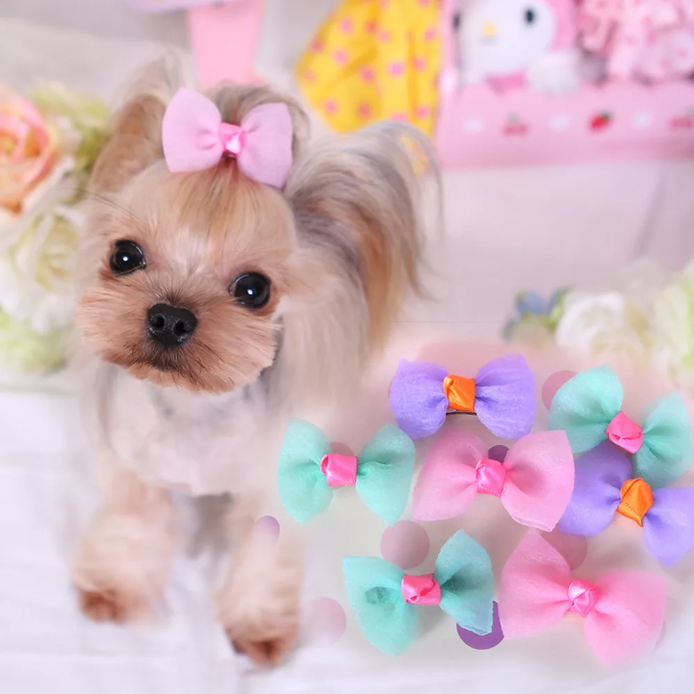 

1pcs Dog Accessories Pet Supplies Headdress Hairpins Groooming Products For Puppy Cats Cute Lovelvy Net Yarn Bowknot Hair Clips