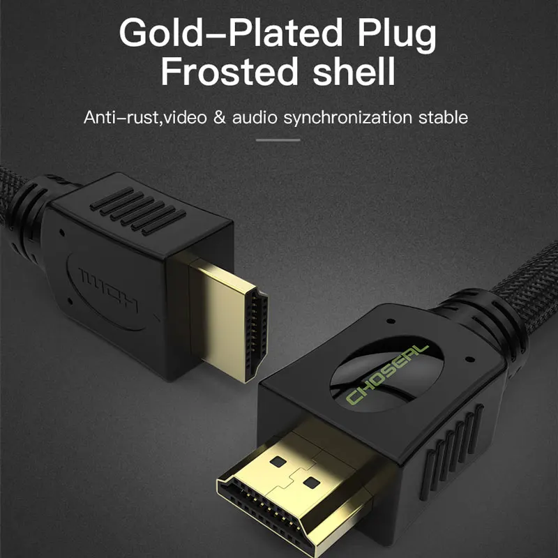 CHOSEAL HDMI кабель 2,0 4K 3D HDMI кабель для проектора Xiaomi PS4/PS3 приставка Blu-Ray плеер ТВ 1 м 2 м 3 м 5 м HDMI шнур