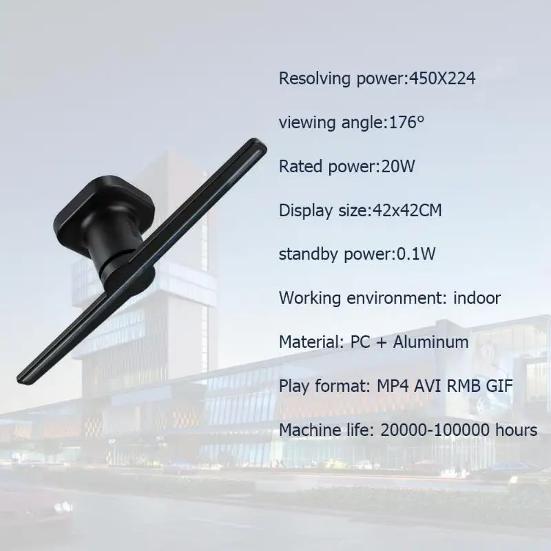 42cm/16.54Inch 0w-15w 3D Display Naked Eye Hologram LED Fan Lamp Advertising Holographic Projector Player Display Fan Light 42cm/16.54Inch 0w-15w 3D Display Naked Eye Hologram LED Fan Lamp Advertising Holographic Projector Player Display Fan Light