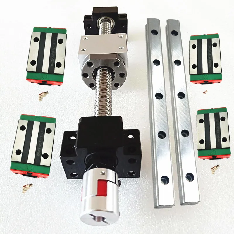 

12 HGR20CA Square Linear guide sets + 3 x SFU605-400/1000/1300mm Ballscrew sets + BK BF12 +3 jaw Flexible Coupling Plum Coupler