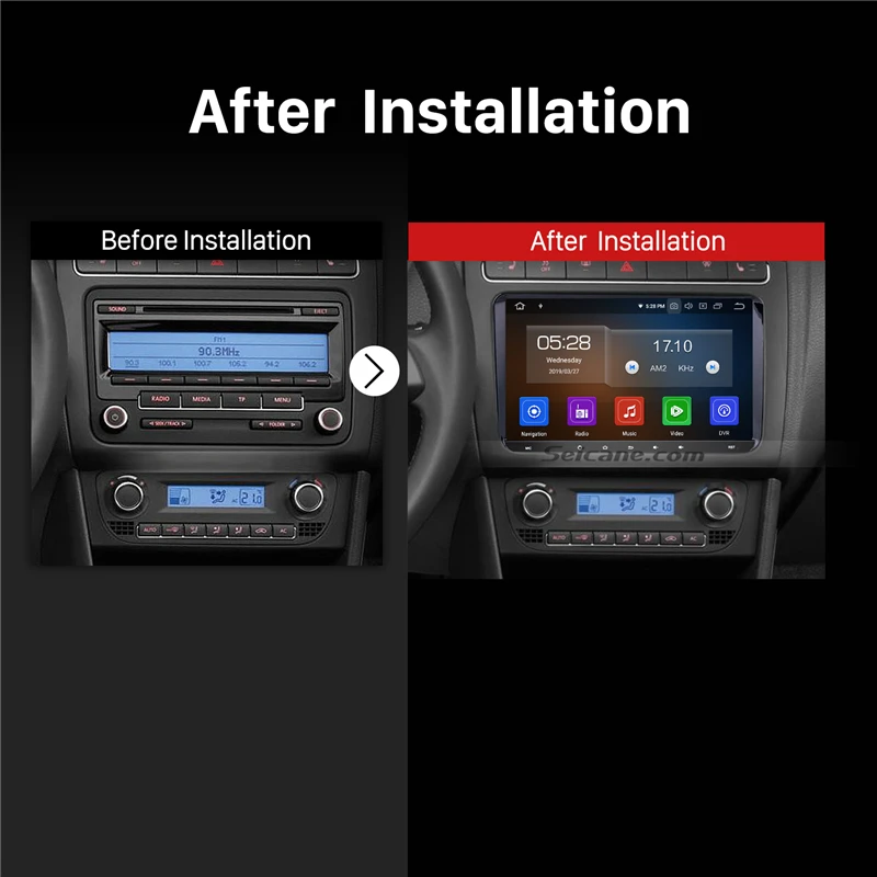 Top Seicane Android 9.0 9 inch Car multimedia Player GPS Navigation for VW Volkswagen Scirocco Golf Polo Passat b5 Jetta Tiguan 5