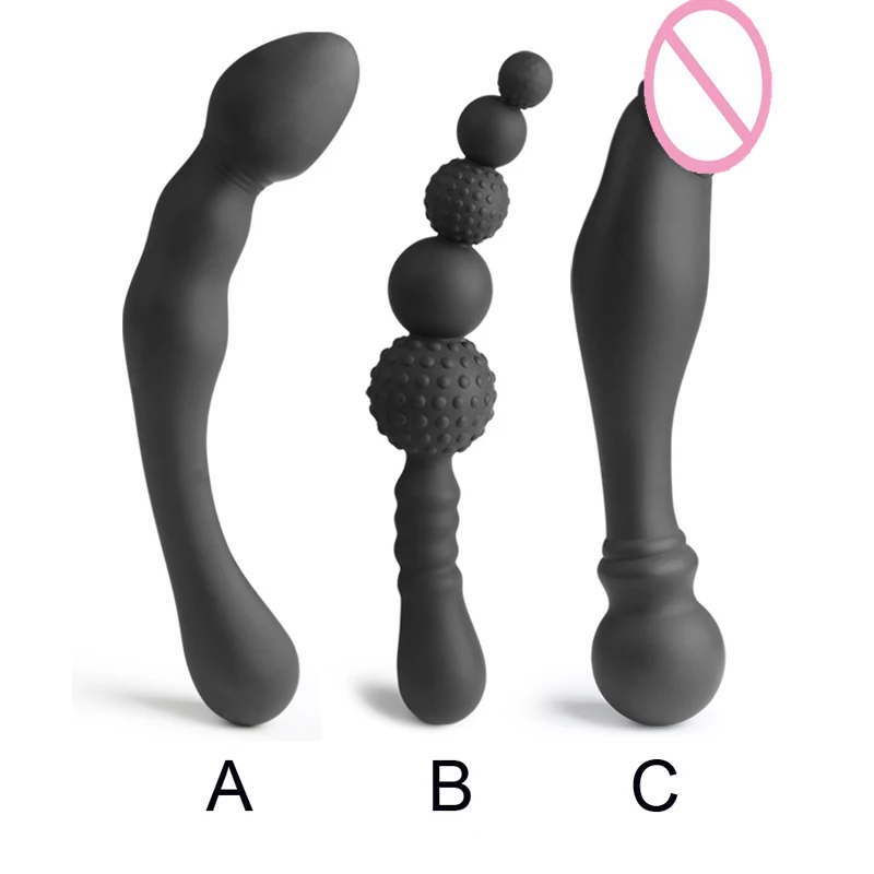3 stypes Black big pull beads anal expander silicone dildo double head butt plug Prostate erotic toys sex for couples |