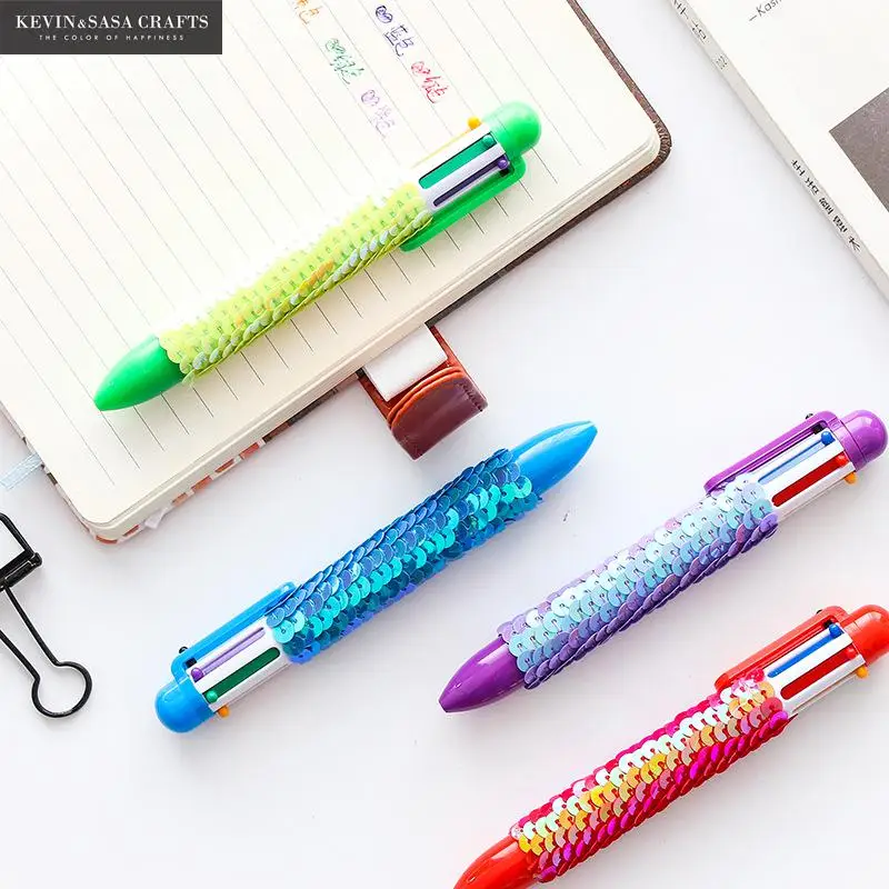 

New 6 Color Reversible Sequin Ballpoint Pen School Supplies Office Accessories Pens For Writing Stationery Stationery Tools