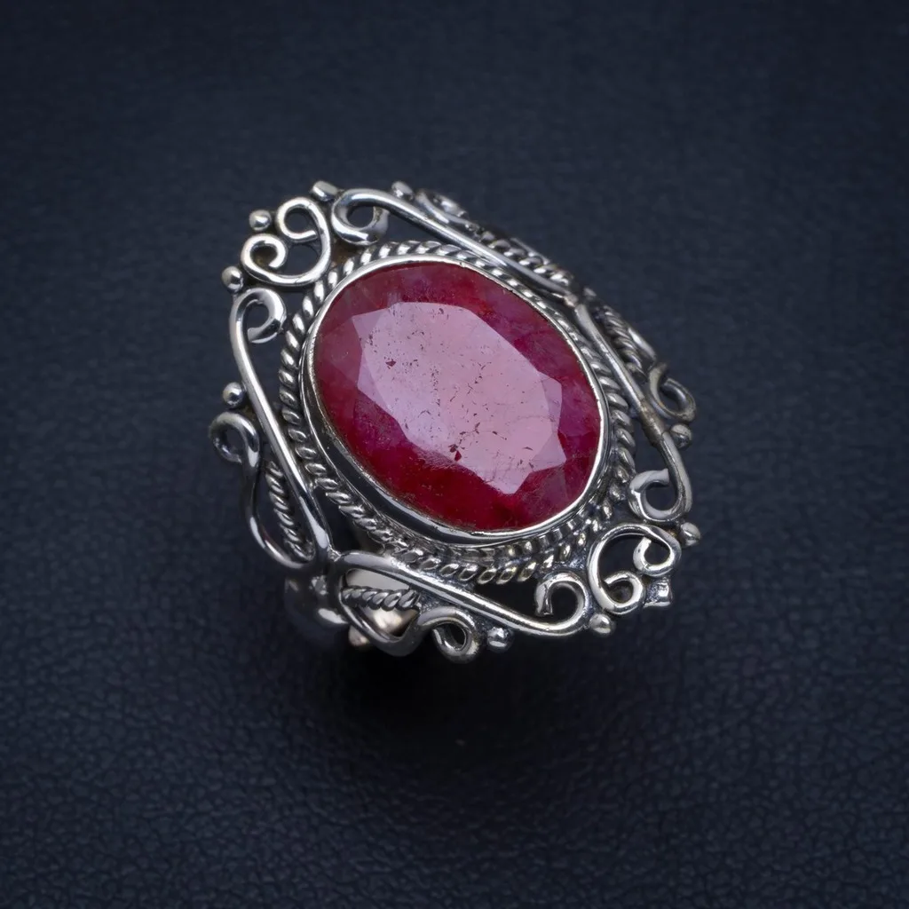 

Natural Cherry Ruby Handmade Unique 925 Sterling Silver Ring 6.25 A4003