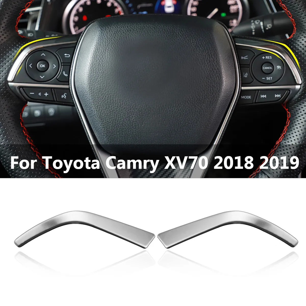 

1Pair Car Steering Wheel Button Switch Cover for Edge Cover Decoration Chrome Trim For Toyota Camry 8 8th XV70 2018 2019