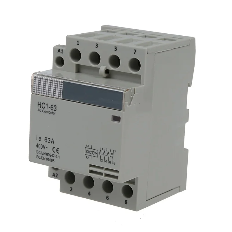 35 мм DIN Поддержка через AC400V 63A 4-контактный модульный AC контактор для дома