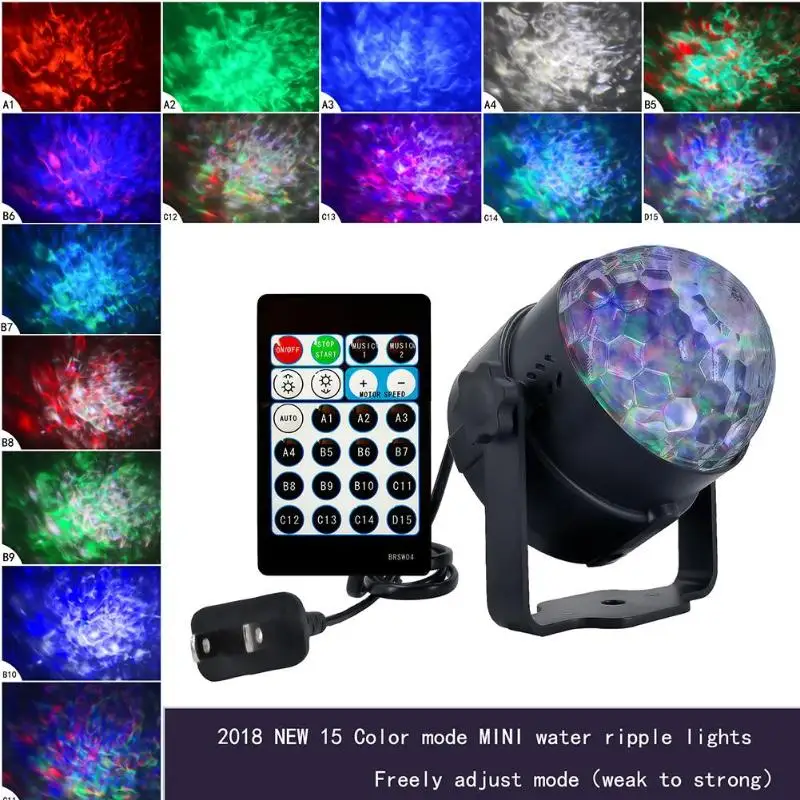 

9W LED Laser Projector Light Stage RGB Water Wave Ripple Effect Remote Control Christmas Decoration Home Disco Event Party Light