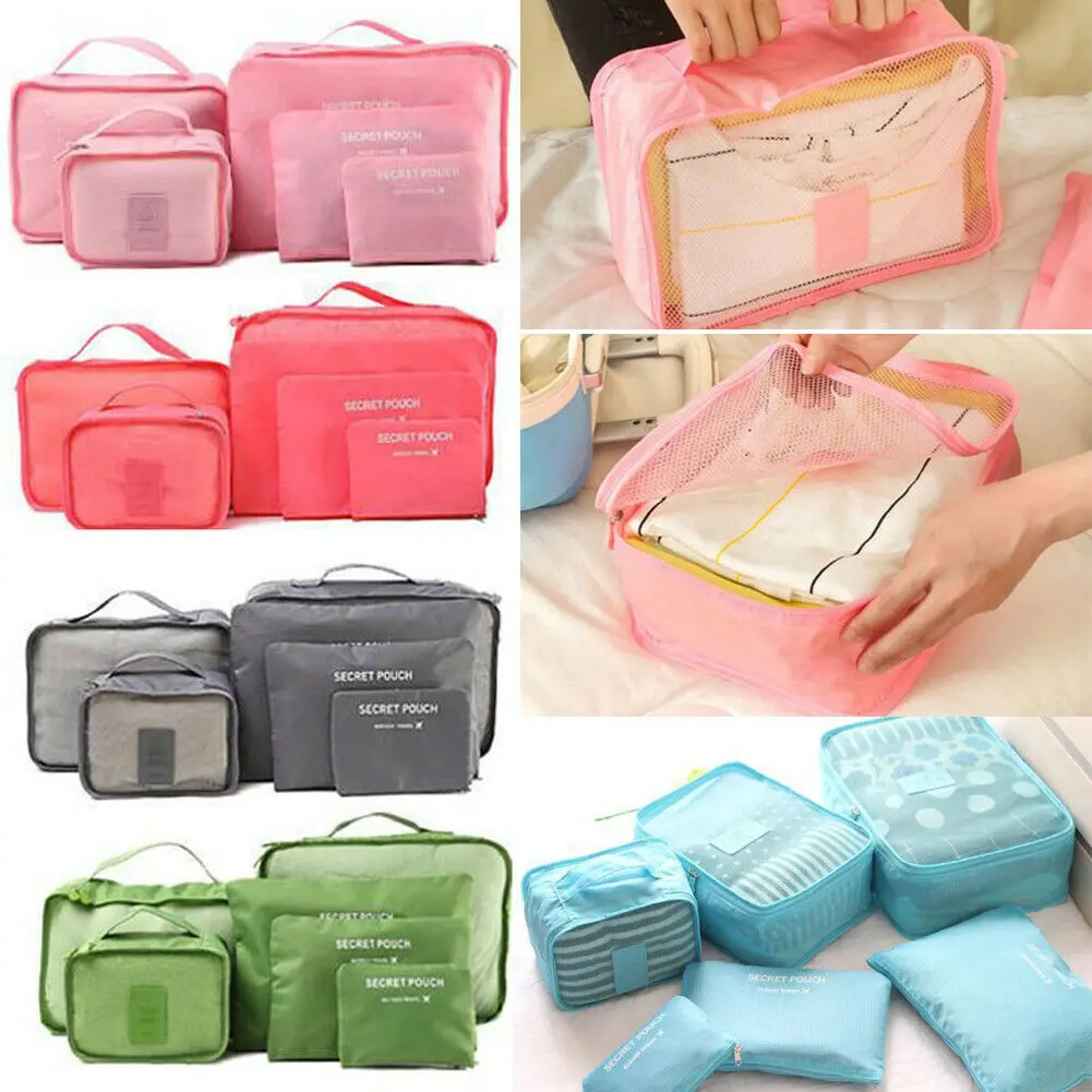 

New Arrival 6Pcs Set Travel Storage Bag Waterproof Clothes Packing Cube Luggage Organizer Set Travel Storage Bags