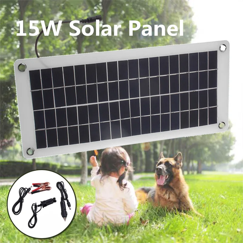 

Portable Solar Panel 20W 12V 5V USB Polysilicon Solar Panel with Car Charger for Car Outdoor Camping Emergency Light