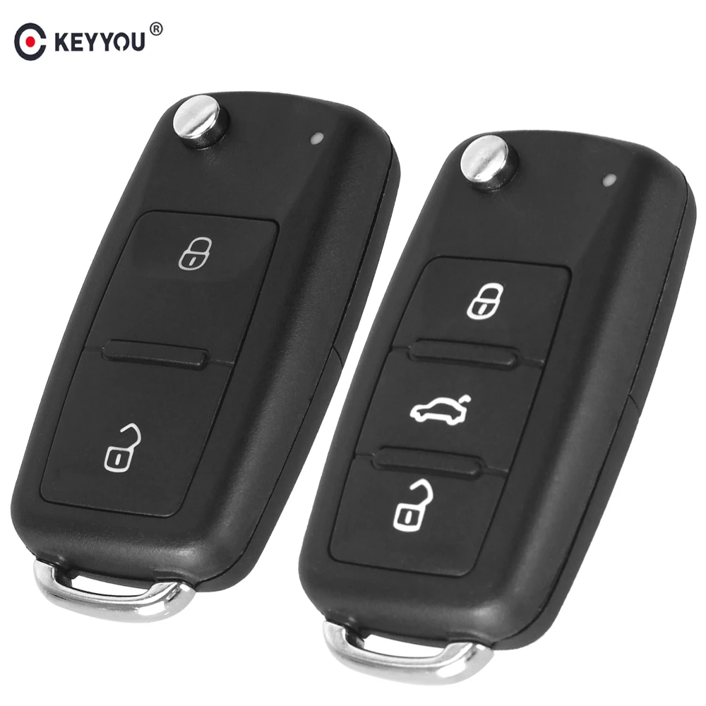 

KEYYOU 2/3 Buttons Flip Fob Remote Folding Key Shell For Volkswagen VW Tiguan Golf Jetta Beetle Polo MK6 Touareg Blank Key Fob