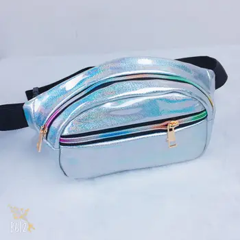 

Women Men Fanny Pack Clear Glitter Waist Belt Bum Bag Pouch Hip Purse Travel Bag PU + Polyester Unisex Waist Packs