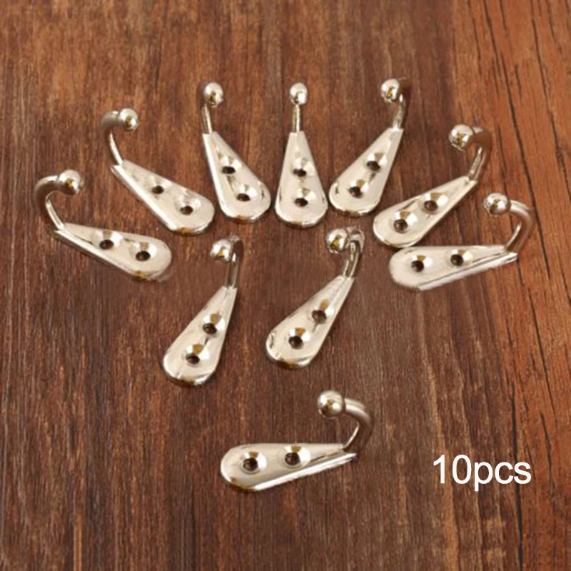

New 10pcs Wall Door Metal Retro Hooks Hanger For Key Clothes Coat Hat Bags Towel High Quality