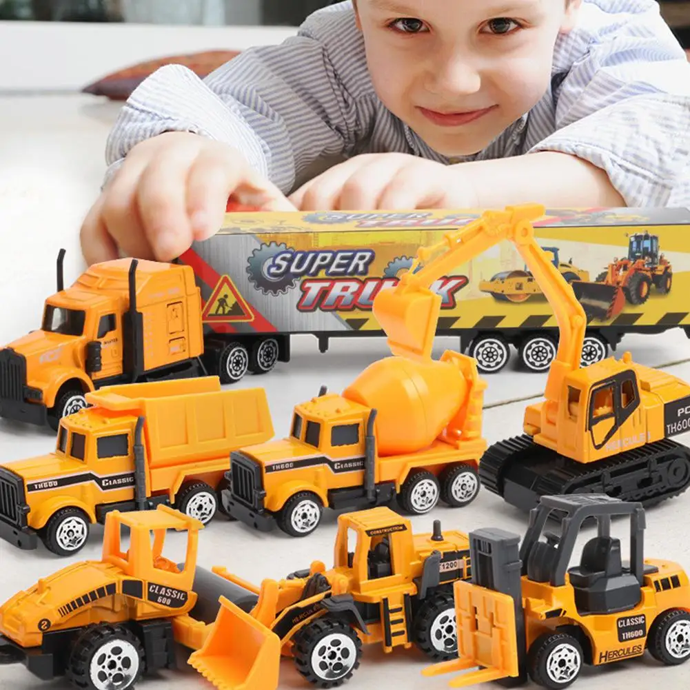 

7Pcs/Set Simulate Alloy Inertia Cars Toy Set for Kids Desktop Decoration Car Model Engineer Car