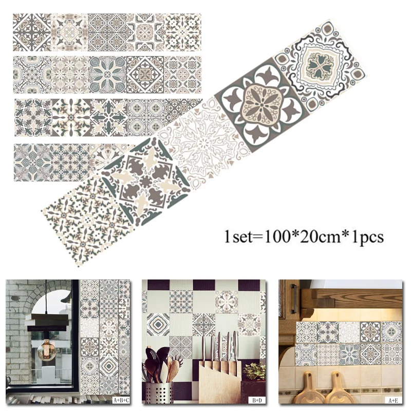 

Waterproof PVC Self-adhesive Tiles Sticker Kitchen Bathroom Decor Art Wall Decal