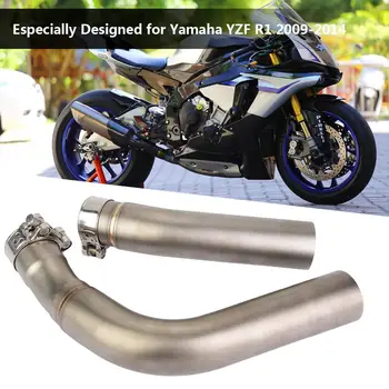 

For Yamaha YZF R1 2009 2010 2011 2012 2013 2014 2pcs Motorcycle Exhaust Mid-Pipe Middle Pipe Link Connect Adapter Motos
