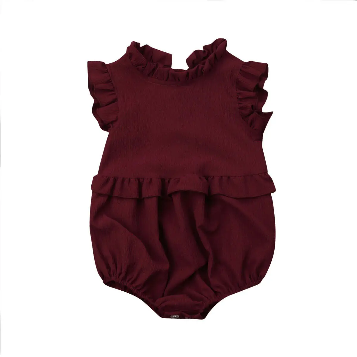 

Cute Newborn Baby Girl Ruffles Sleeveless Solid Color Baby Bodysuit Jumpsuit One Pieces Outfits Summer Clothes