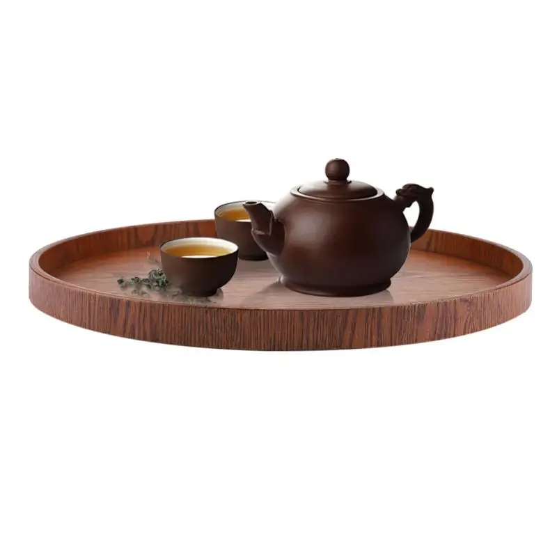 Round Serving Tray Bamboo Wooden For Dinner Trays Tea Breakfast Dish Food Container Storage Plates | Дом и сад