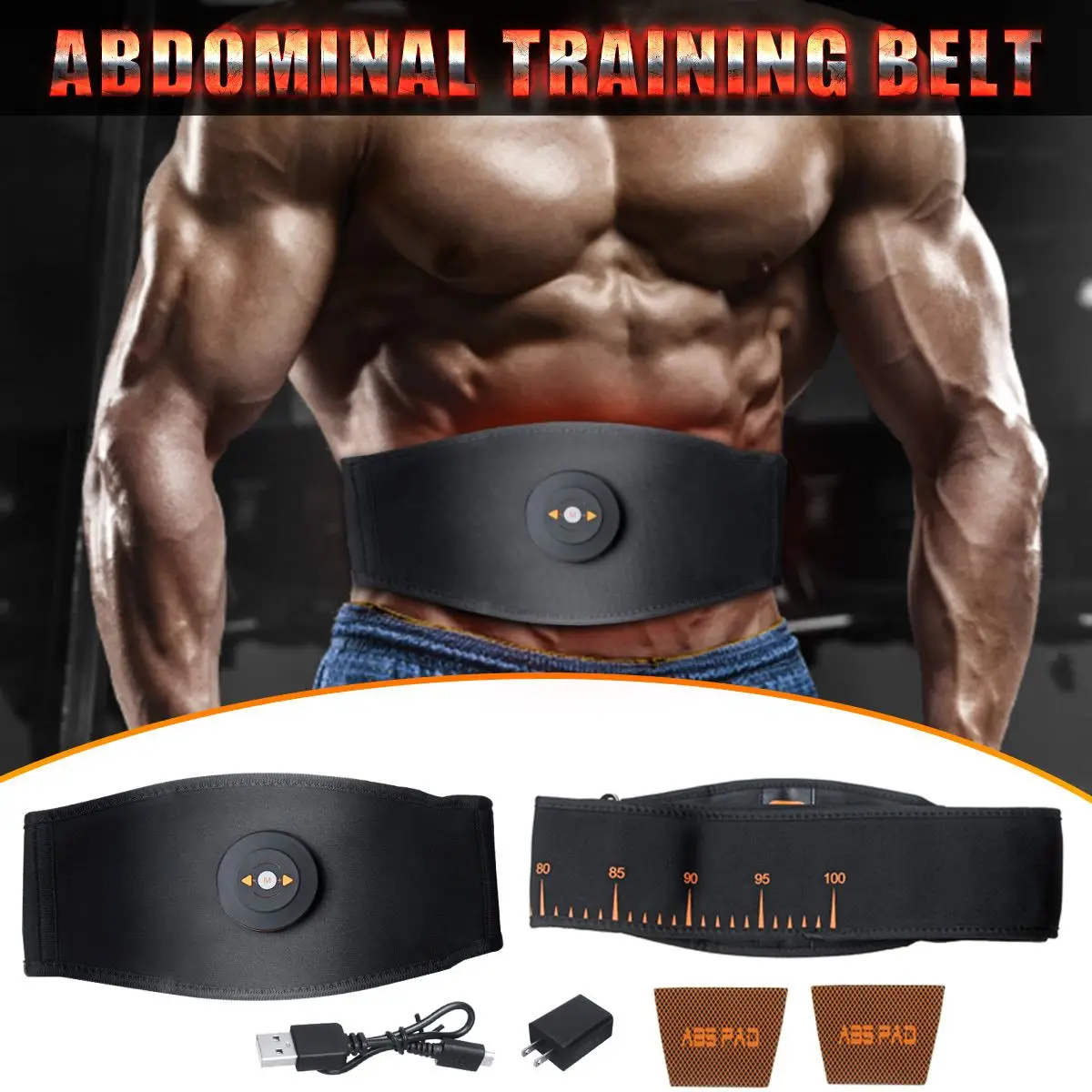 

SGODDE 1Set Black 6 Mode Abdominal Muscle Training Belt USB Charging Body Fitness Training Machine Portable Fitness Equipment