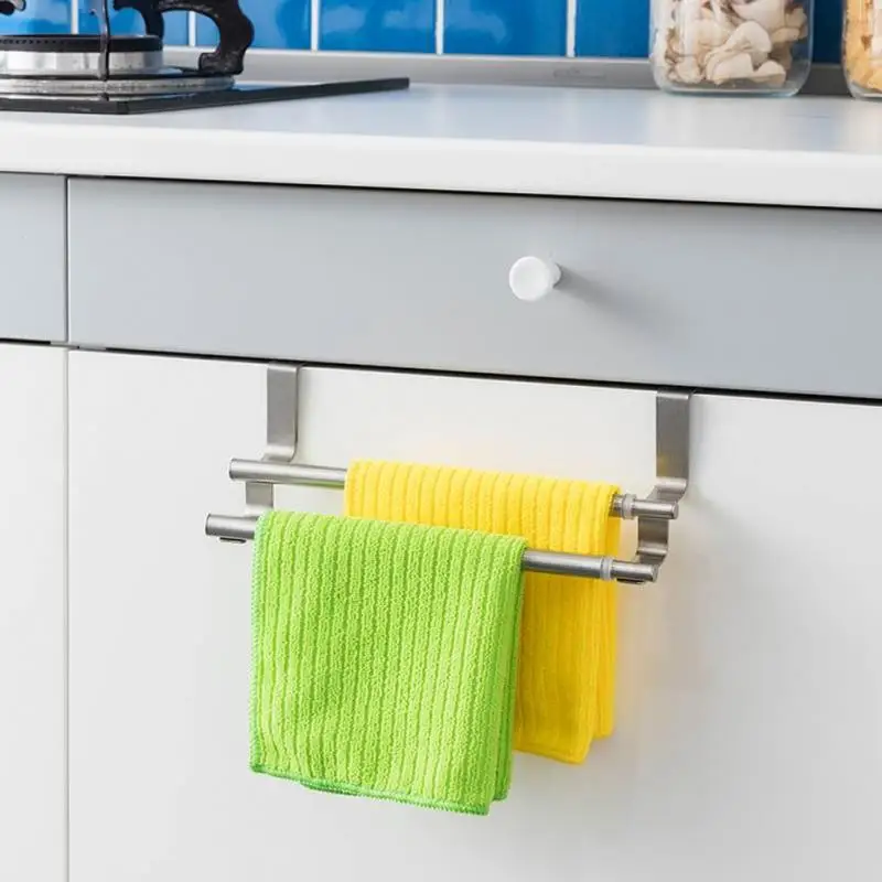 

Kitchen Towel Holder Expandable Bathroom Towel Bar Stainless Steel Storage Hanger Rack Door Hook Shelf Bathroom Organizer