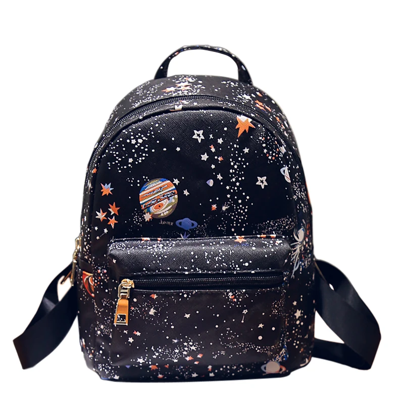 Женская маленькая кожа Звездная Вселенная печати рюкзак Дамы Мини рюкзаки, корейский школьные портфели для обувь девочек; sac dos femme
