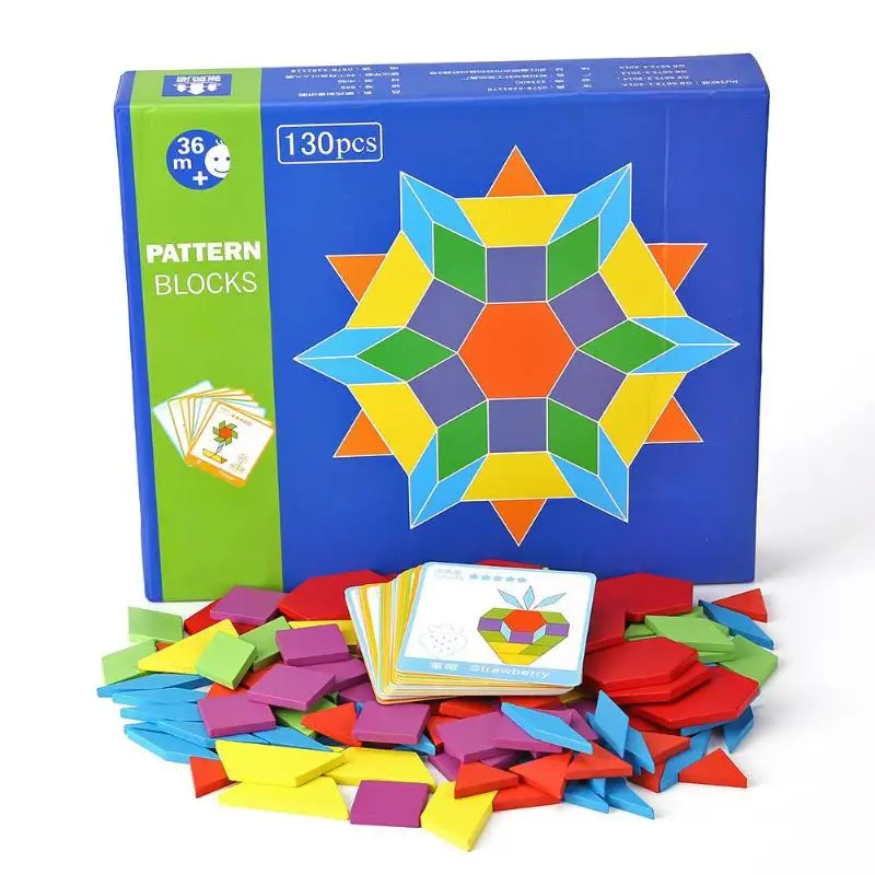 

130 pieces of wood Montessori puzzle board set colorful baby wooden toy for children learning developing Toys