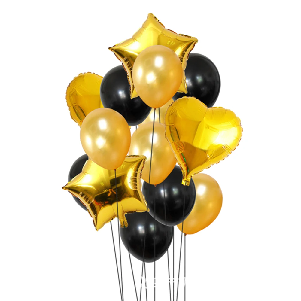 14 pcs Balloons Set Solid Color Golden Foil Ballons Latex Ballons Home