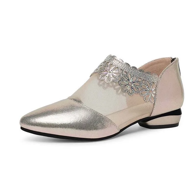 

2019 Women Casual Flat Shoes Fashion Shallow Crystal Shoes Woman Hollow Lace Loafers Ladies Slip-on Flats Sapatos Feminino